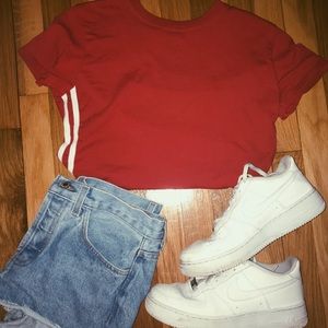 Brandy Melville Red and White Helen Top